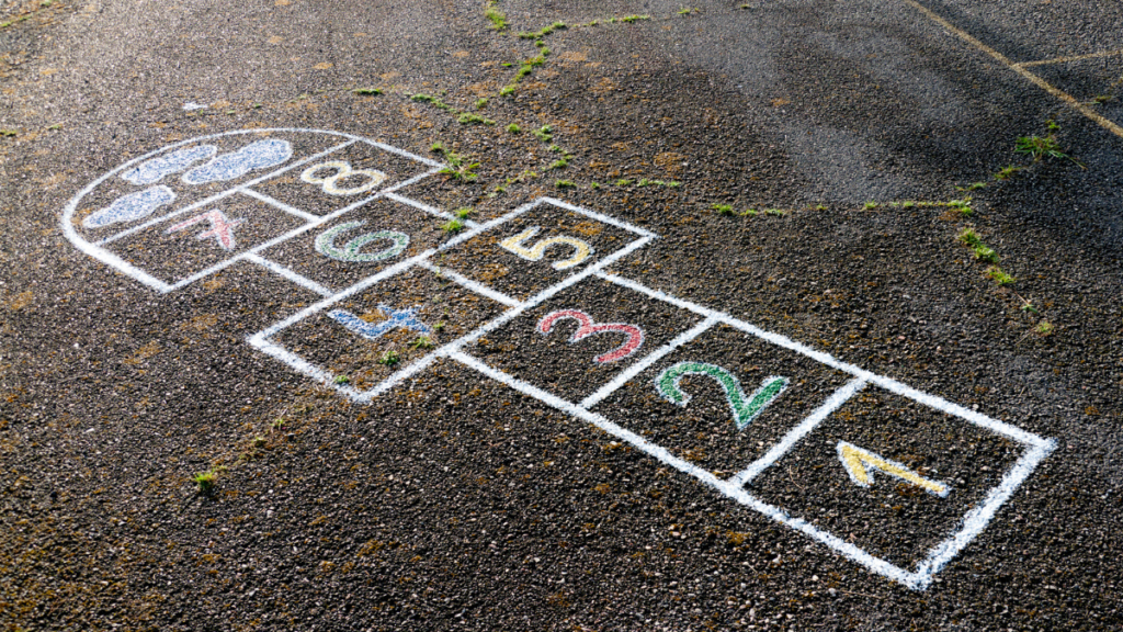 Outdoor spring activities for toddlers sensory hopscotch game