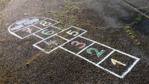 Outdoor spring activities for toddlers sensory hopscotch game