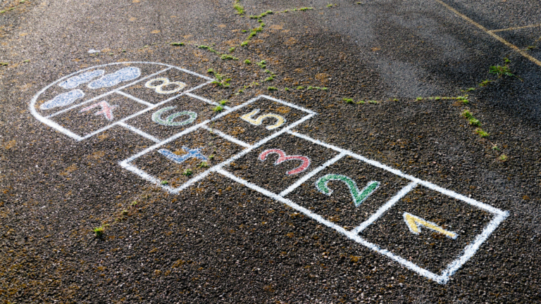 Outdoor spring activities for toddlers sensory hopscotch game