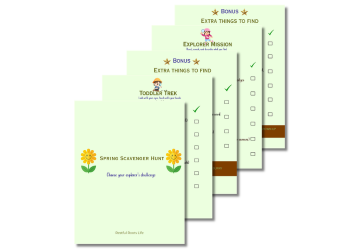 Printable spring scavenger hunt for toddlers outdoor activity pack